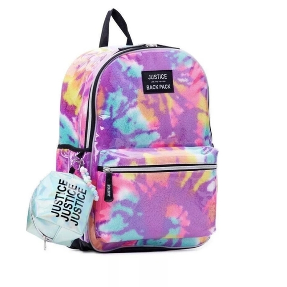 Justice• 3 Piece• 17"• Backpack Set• Tie Dye Sherpa• Purple• New!! - Picture 2 of 7